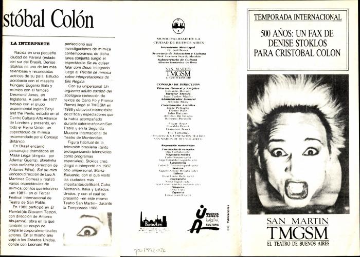 Programa de 500 años: un fax de Denise Stocklos para Cristóbal Colón.