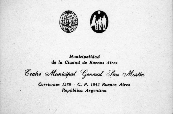 Negativos fotográficos: Reproducción Tarjeta personal Teatro San Martín