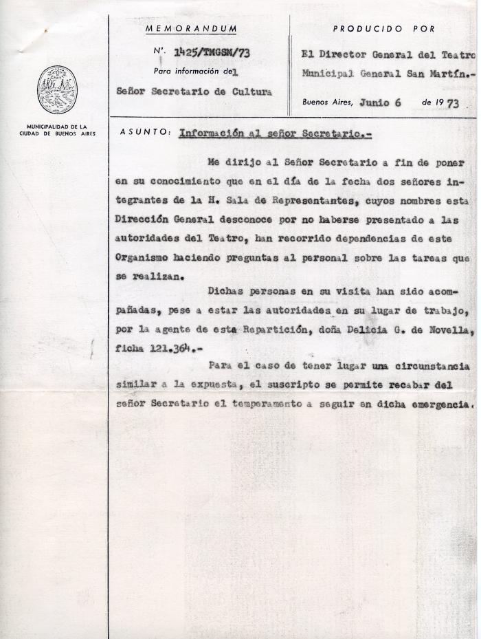 Memo del Director del Teatro Municipal