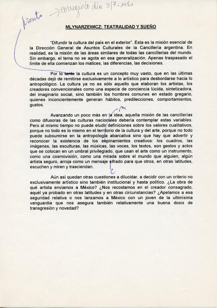 Teatralidad y sueño.