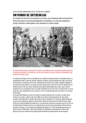 En Off: Teatro Comunitario