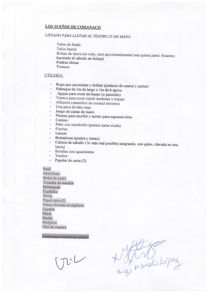 Lista de Utilería. 
