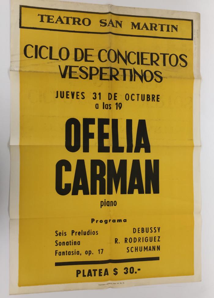 Ciclo de conciertos Vespertinos - Ofelia Carman.