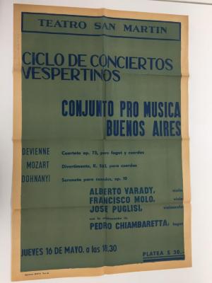 Ciclo de conciertos Vespertinos - Conjunto Pro Música Buenos Aires. 