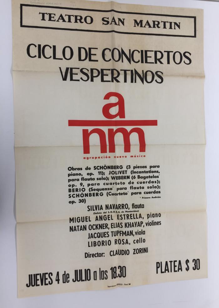 Ciclo de conciertos Vespertinos - Agrupación Nueva Música.