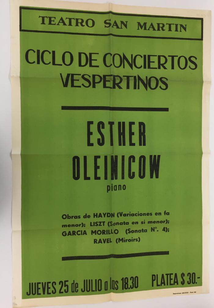 Ciclo de conciertos Vespertinos - Esther Oleinicow.