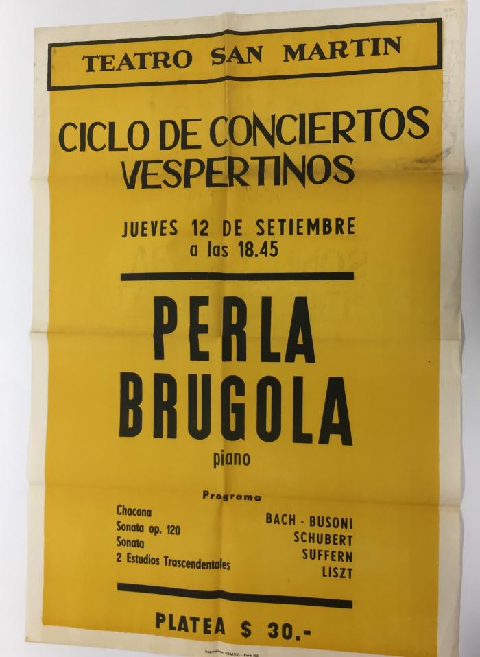 Ciclo de conciertos Vespertinos - Perla Brugola.