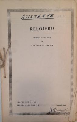 Texto de la obra Relojerox.
