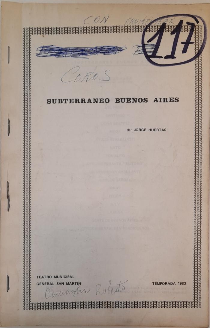Texto de la obra Subterráneo Buenos Aires.