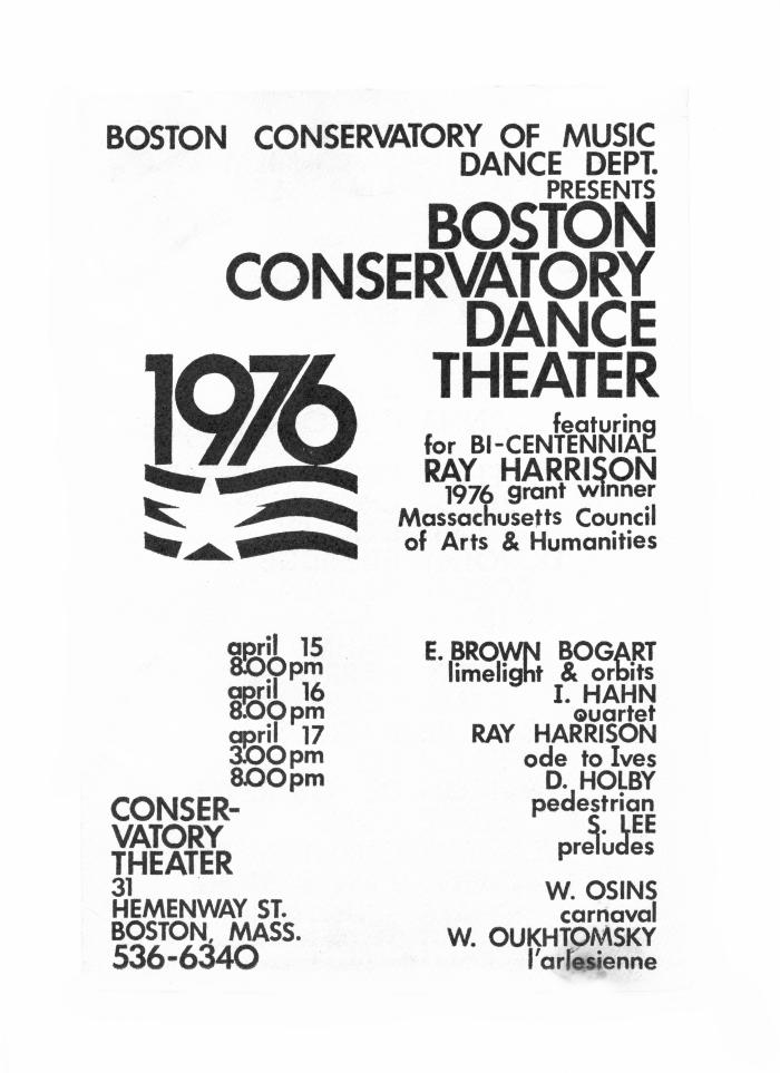 Programa: Renate Schottelius - Boston Conservatory Dance Theater