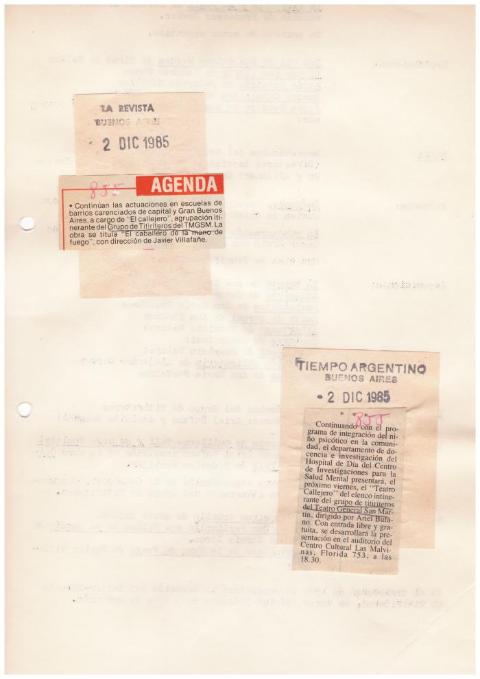 Prensa: Agendas. 