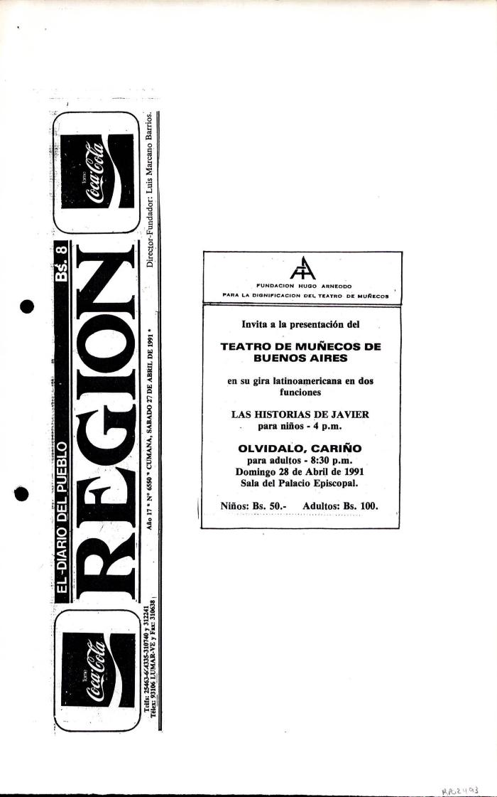 Prensa: Agenda. Teatro de muñecos de Buenos Aires. 